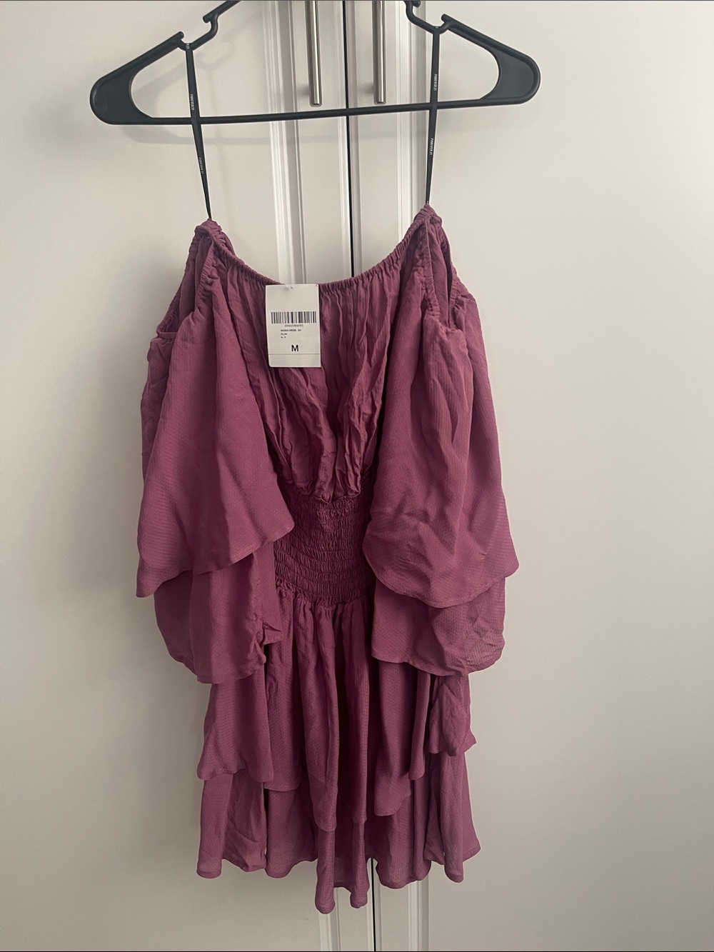 Mauve Ruffled off shoulder Dress